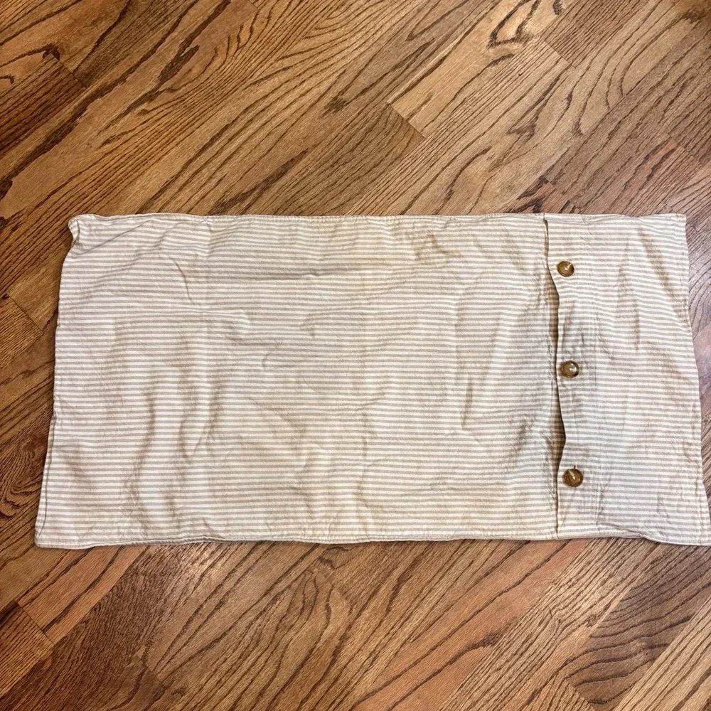 Pottery Barn Set of 2 Linen Cotton Stripe Pillow Shams 36x20 Beige Standard
